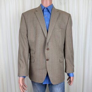 Lauren Ralph Lauren Houndstooth Sport Coat Blazer Jacket Size 48S Elbow Patch